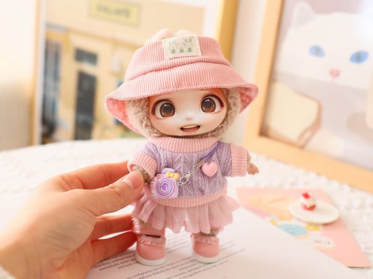 5PCS-Set Cute Hat Shoes Doll Clothes Outfit Set For LABUBU 15CM-17CM Doll, Adorable Dress Up Accessories For Doll - Dolls Not Included
