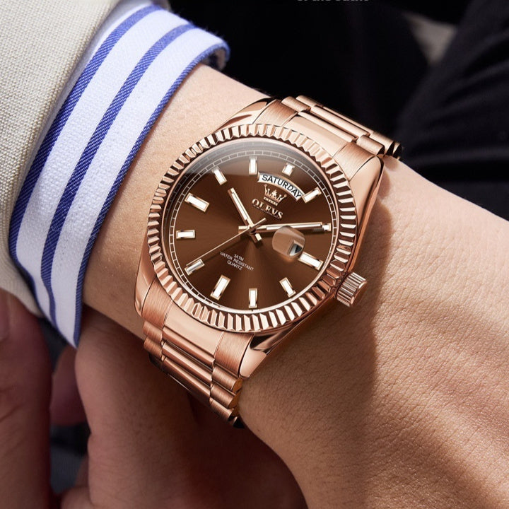 Luminous Waterproof Business Steel Belt Wrist Watch – LushWrite