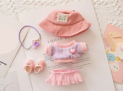 5PCS-Set Cute Hat Shoes Doll Clothes Outfit Set For LABUBU 15CM-17CM Doll, Adorable Dress Up Accessories For Doll - Dolls Not Included