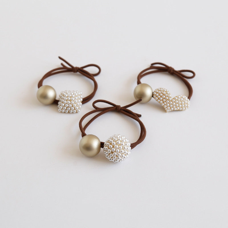 Alloy Pearl Coffee Tie Hair Elastic Band