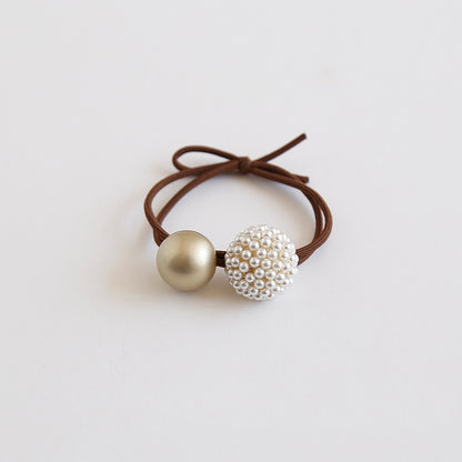 Alloy Pearl Coffee Tie Hair Elastic Band