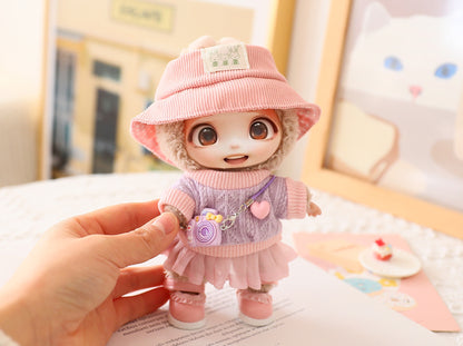 5PCS-Set Cute Hat Shoes Doll Clothes Outfit Set For LABUBU 15CM-17CM Doll, Adorable Dress Up Accessories For Doll - Dolls Not Included
