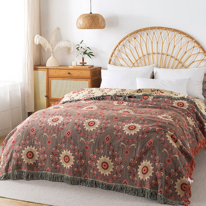 Pure Cotton Gauze Towel Quilt Tassel Sofa Towel