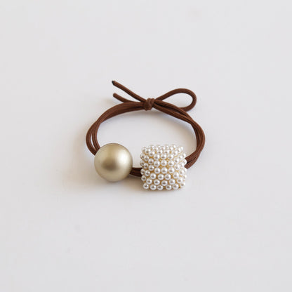Alloy Pearl Coffee Tie Hair Elastic Band