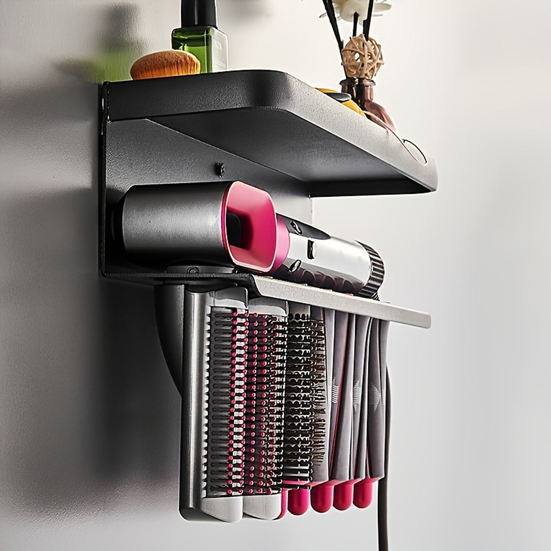 Wall Mounted Adhesive Curling Iron Hair Straightener Dryer Holder Storage Rack--Insert The Product