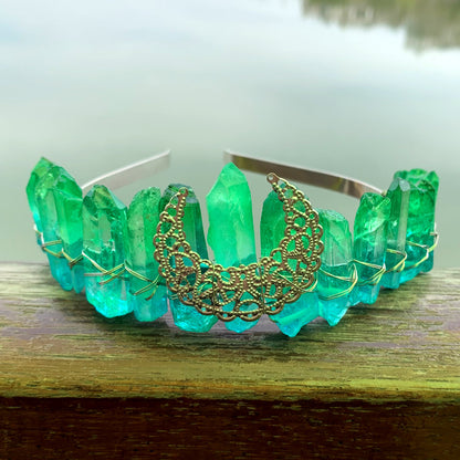 Natural Crystal Rainbow Crown Hair Band