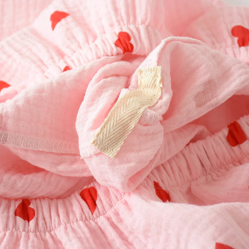 Pajamas for Women in Spring Made of Pure Cotton Gauze with Long Sleeves and Thin Crepe Fabric Sweet Loose Summer Home Clothes