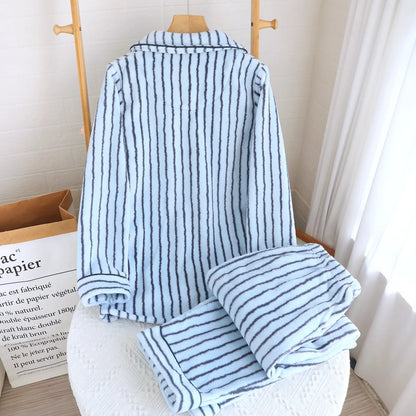 Winter couple pajamas Women's Pajamas Flannel Pajamas 2 Piece Set Warm and Soft Home Clothes men's pajamas Girl's Nightwear