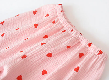 Pajamas for Women in Spring Made of Pure Cotton Gauze with Long Sleeves and Thin Crepe Fabric Sweet Loose Summer Home Clothes