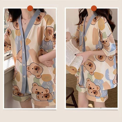Pajamas For Women Summer Cute Cardigans Home Clothes New Women S Two Piece Set