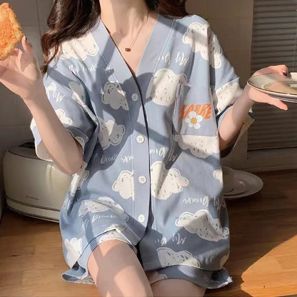 Pajamas For Women Summer Cute Cardigans Home Clothes New Women S Two Piece Set