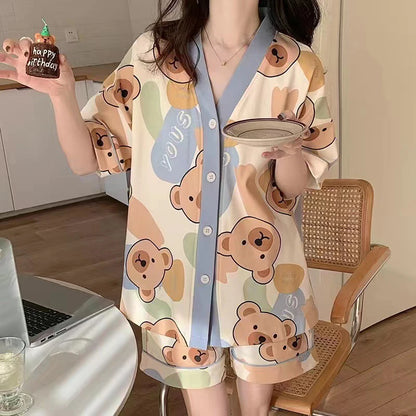 Pajamas For Women Summer Cute Cardigans Home Clothes New Women S Two Piece Set