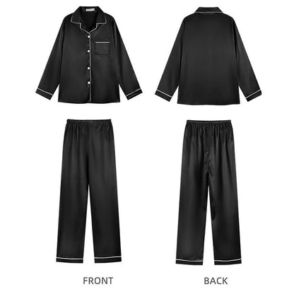 Pajamas Sets for Women Sexy Silk Polyester Women Pijama Sets Sleepwear Long-sleeve Cardigan Set Female Pyjamas Home Clothing