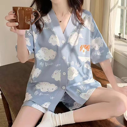 Pajamas For Women Summer Cute Cardigans Home Clothes New Women S Two Piece Set