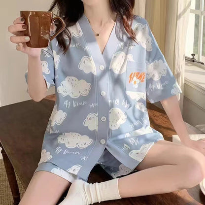 Pajamas For Women Summer Cute Cardigans Home Clothes New Women S Two Piece Set