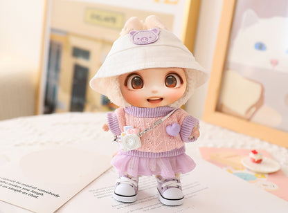 5PCS-Set Cute Hat Shoes Doll Clothes Outfit Set For LABUBU 15CM-17CM Doll, Adorable Dress Up Accessories For Doll - Dolls Not Included