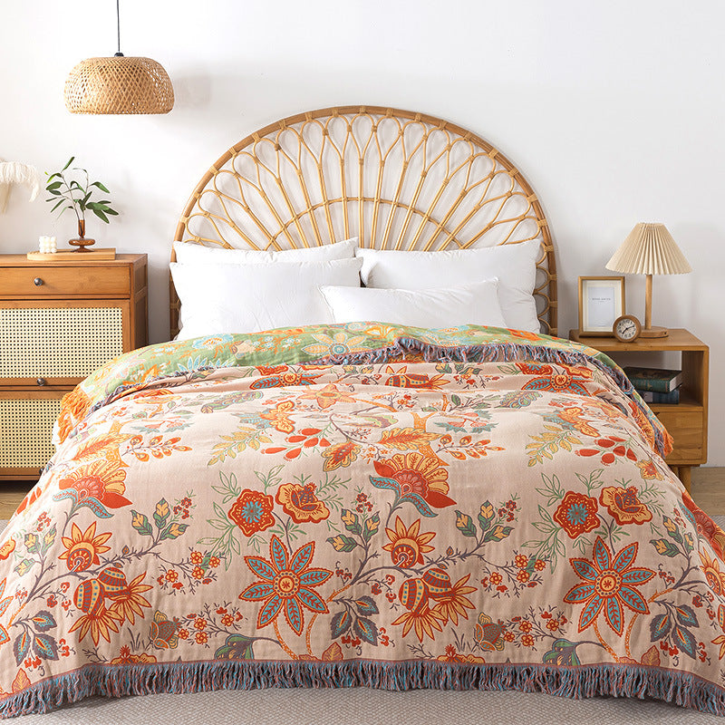 Pure Cotton Gauze Towel Quilt Tassel Sofa Towel