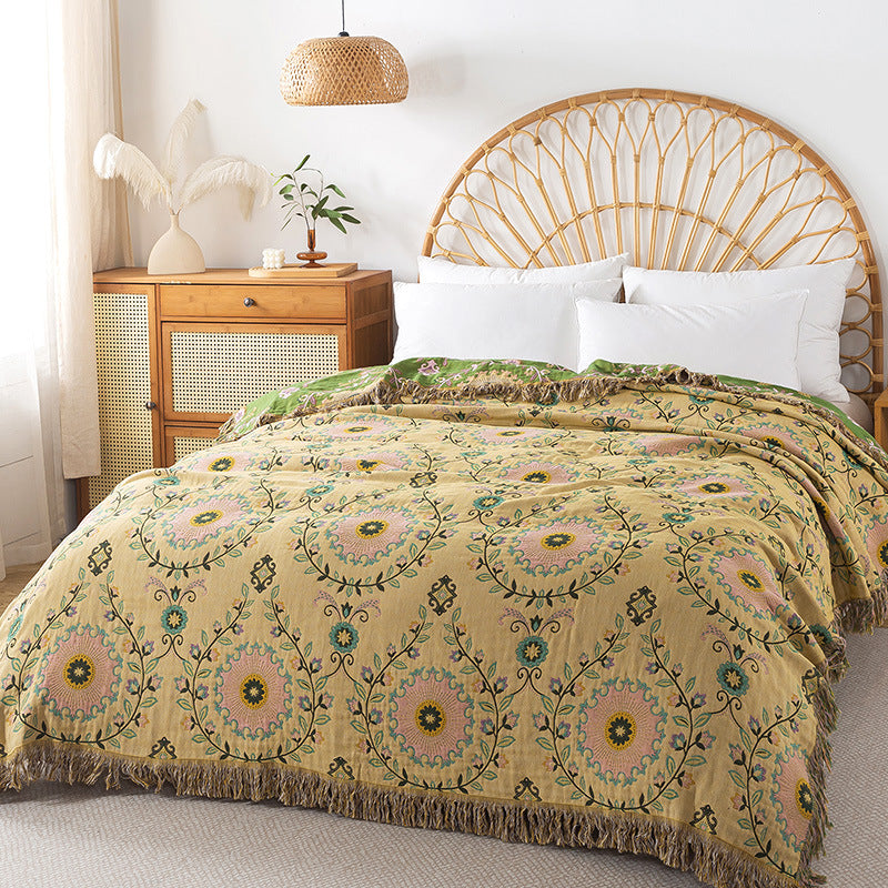 Pure Cotton Gauze Towel Quilt Tassel Sofa Towel