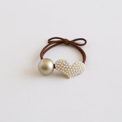 Alloy Pearl Coffee Tie Hair Elastic Band