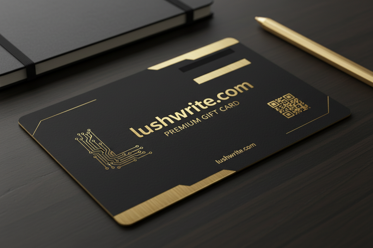 make gift card showing text lushwrite.com